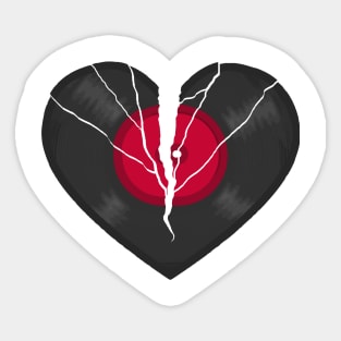 Broken LP Vinyl Record Heart Sticker